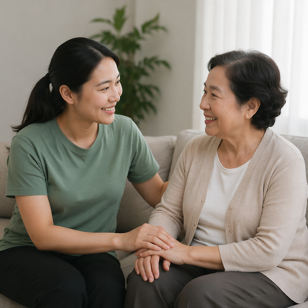 Support worker and participant sharing a warm moment
